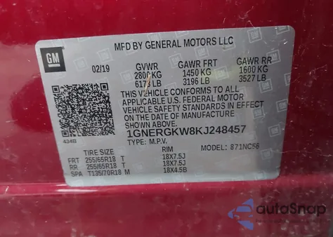 2019 Chevrolet Traverse 1Lt from USA, damaged, VIN 1GNERGKW8KJ248457